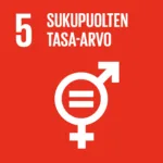 YK:n kestävän kehityksen tavoite 5: sukupuolten välinen tasa-arvo.